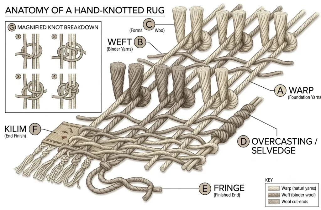 Technical specifications knot density for hospitality commercial rugs